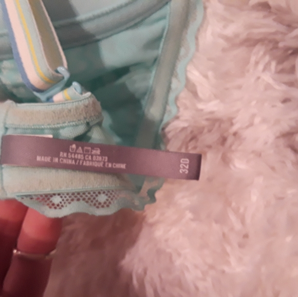 Aerie turquoise bra, candy stripe straps - Picture 4 of 4